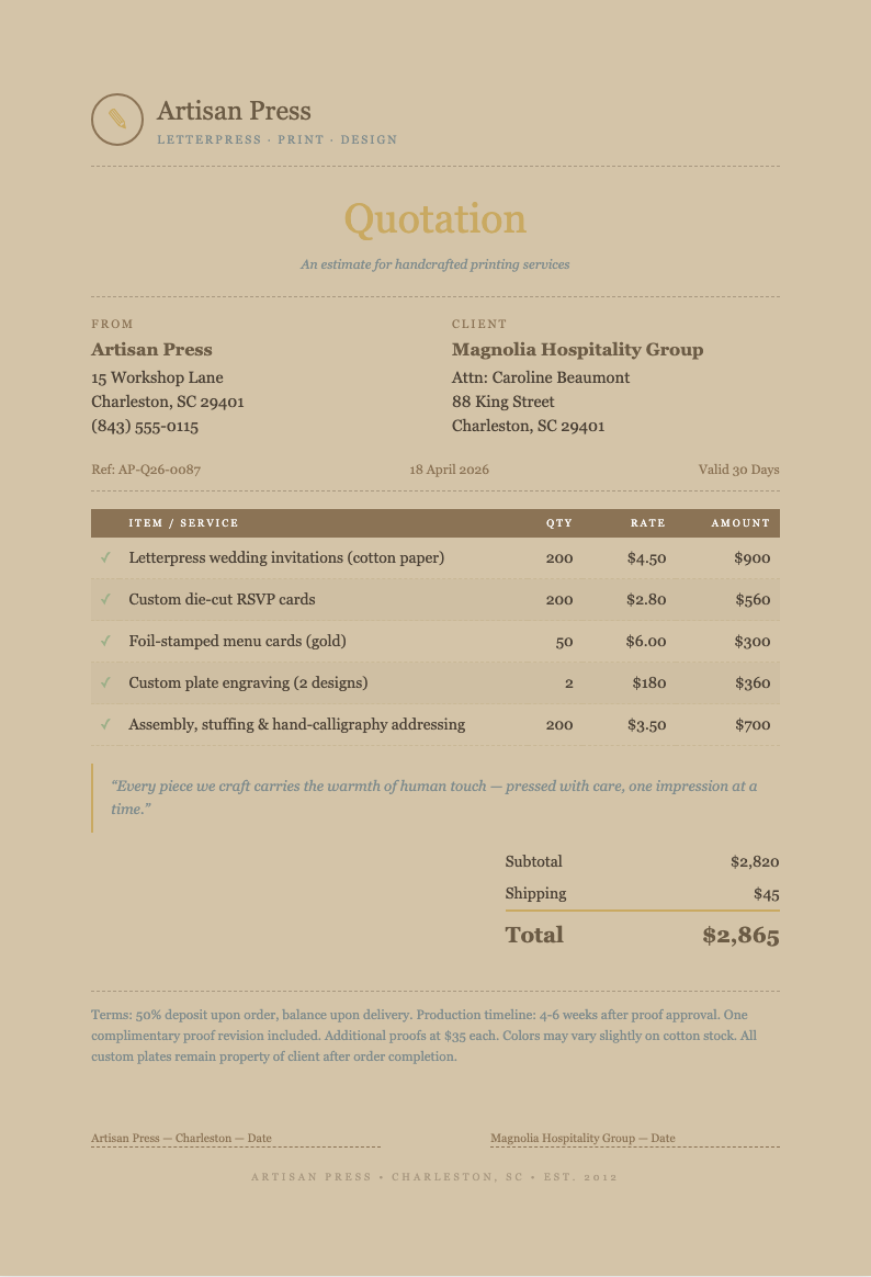 Paper textured quotation